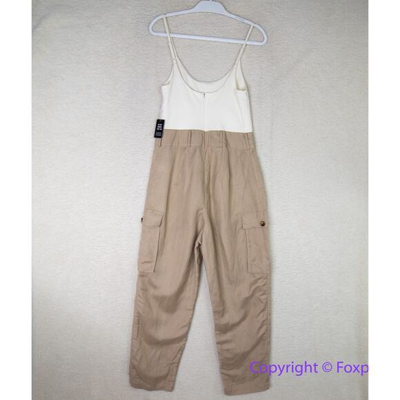 New! EXPRESS‎ Belted Linen-Blend Utility Jumpsuit, size M - Picture 12 of 16
